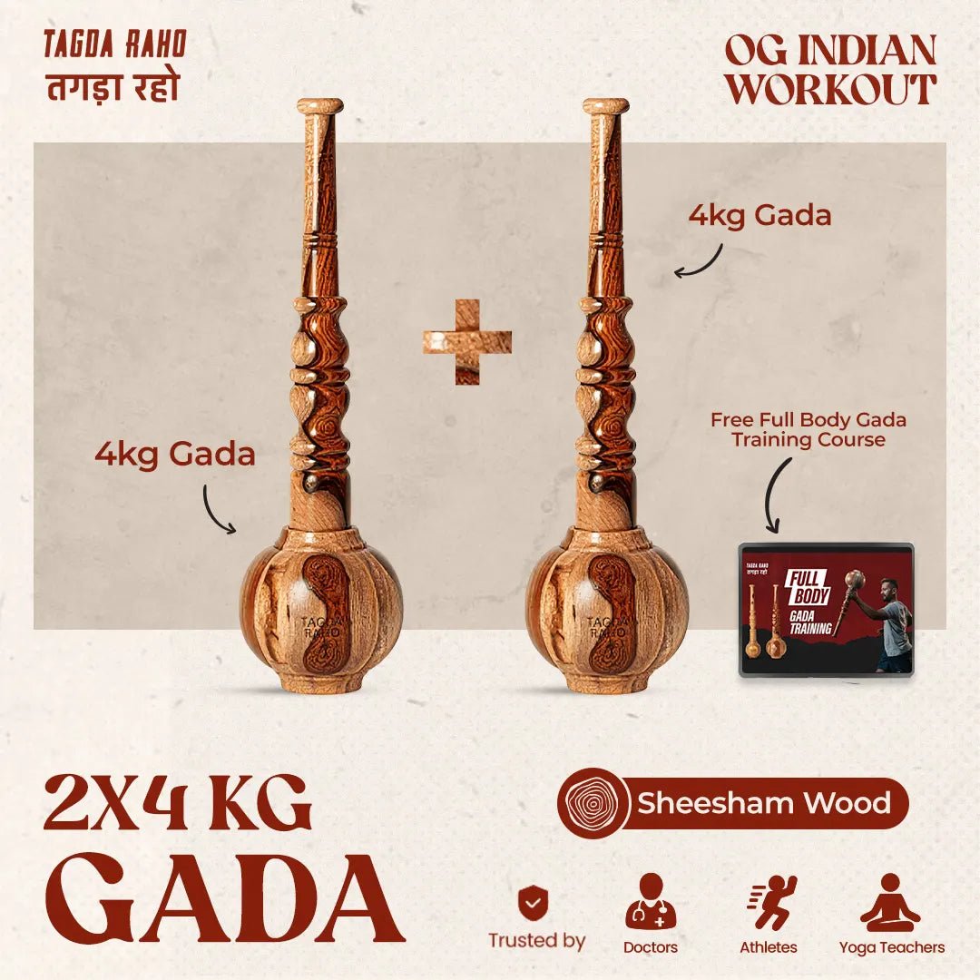 Classic 4 Kg Gada Pair + Free Online Home Workout Series - Tagda Raho