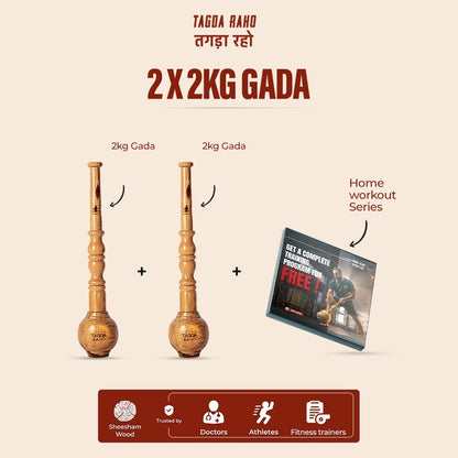 Classic 2 Kg Gada Pair + Home Workout Series