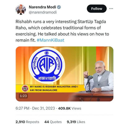 Classic 4 Kg Gada Pair + Free Online Home Workout Series - Tagda Raho