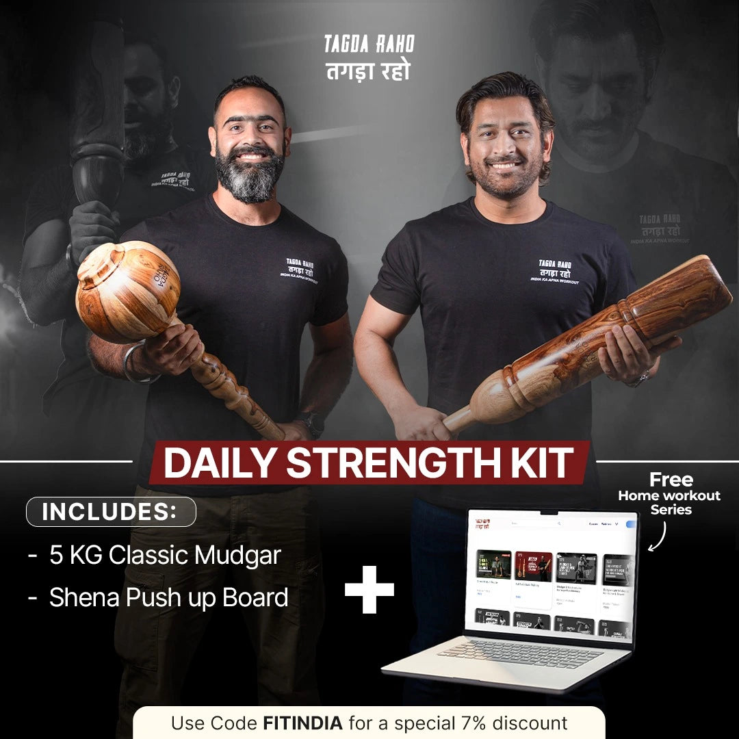 Daily Strength Kit - 5 Kg Mudgar + Shena Push-up Board